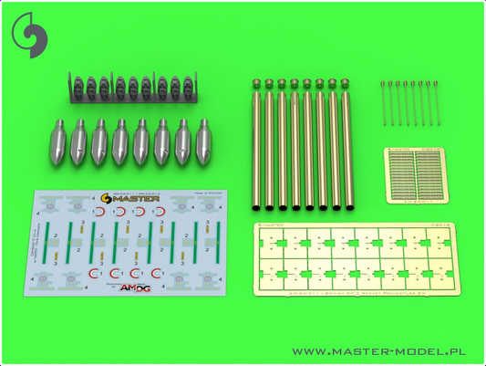 British 3in Rocket RP-3 with 60LB SAP heads (8pcs) - for early Mk I rail - MASTER MODEL AM-24-011