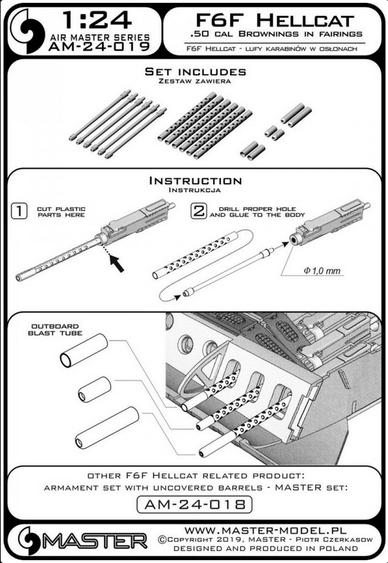 F6F-5 Hellcat - late armament (covered .50 cal Browning barrels) - MASTER MODEL AM-24-019