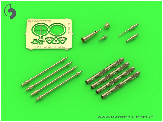 PZL P.11c - details set - wz. 33 machine gun barrels, gunsight & Venturi Tube (for IBG model) - MASTER MODEL AM-32-120