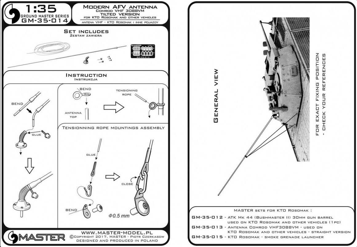 Antenna Comrod VHF3088VM - used on KTO Rosomak & other vehicles - TILTED version - MASTER MODEL GM-35-014