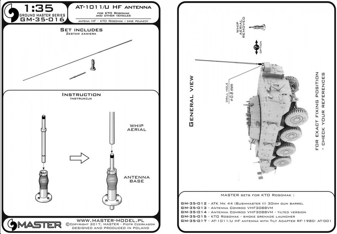 Antenna AT-1011/U HF - used on KTO Rosomak and other vehicles - MASTER MODEL GM-35-016