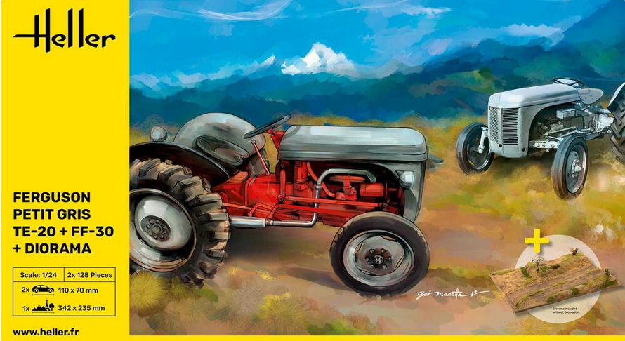 Ferguson Petit Gris TE-20 + FF-30 + Diorama - HELLER 1/24