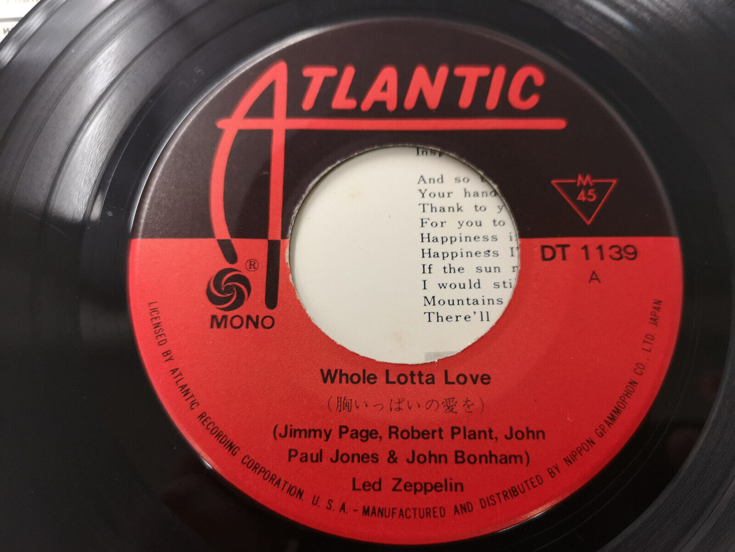Led Zeppelin "Whole Lotta Love" Orig Japan 1970 VG+/VG++ (7" Single)