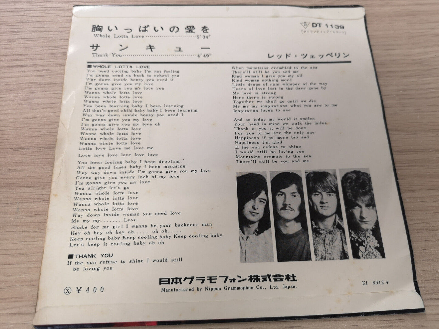 Led Zeppelin "Whole Lotta Love" Orig Japan 1970 VG+/VG++ (7" Single)
