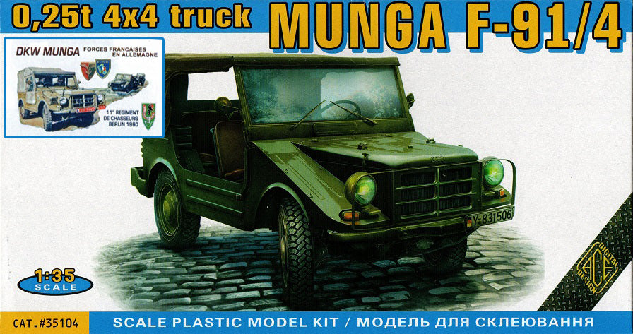 DKW MUNGA F91/4 0.25t 4x4 truck [Forces Françaises en Allemagne, 11e régiment de chasseurs, Berlin 1960] - ACE 1/35