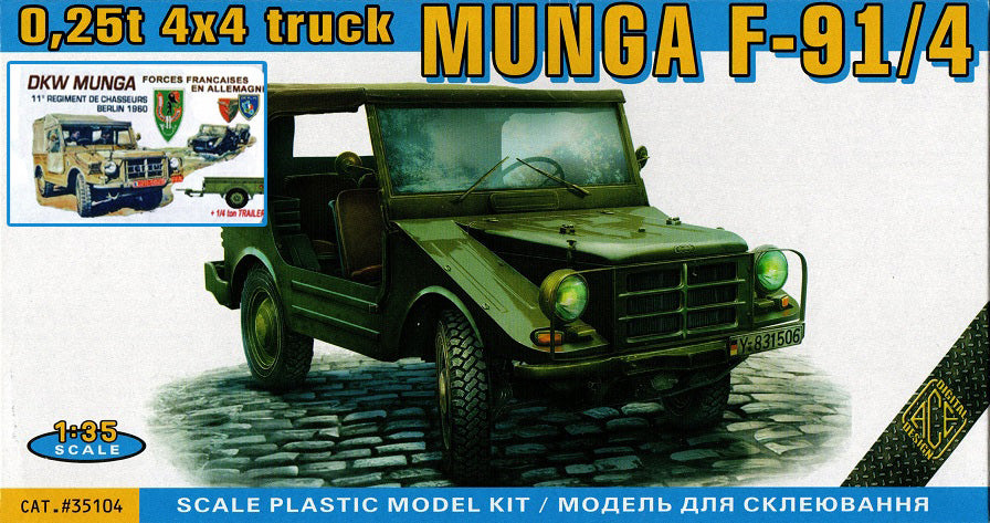 DKW MUNGA F-91/4 0,25t 4x4 truck + REMORQUE [Forces Françaises en Allemagne, 11e régiment de chasseurs, Berlin 1960] - ACE 1/35
