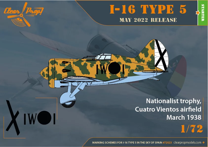 Polikarpov I-16 Type 5 In the Sky of Spain - CLEAR PROP 1/72