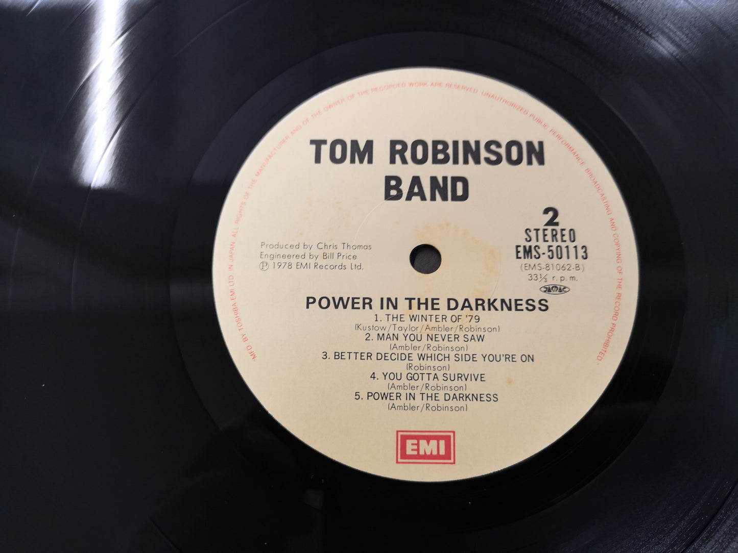 Tom Robinson Band "Power In The Darkness" RE Japan 1983 M-/M- (Obi & Insert)