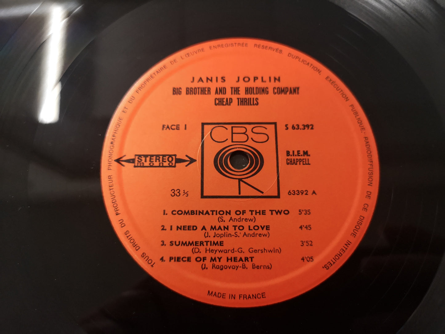 Janis Joplin Big Brother & The Holding Company "Cheap Thrills" Orig France 1968 EX/EX