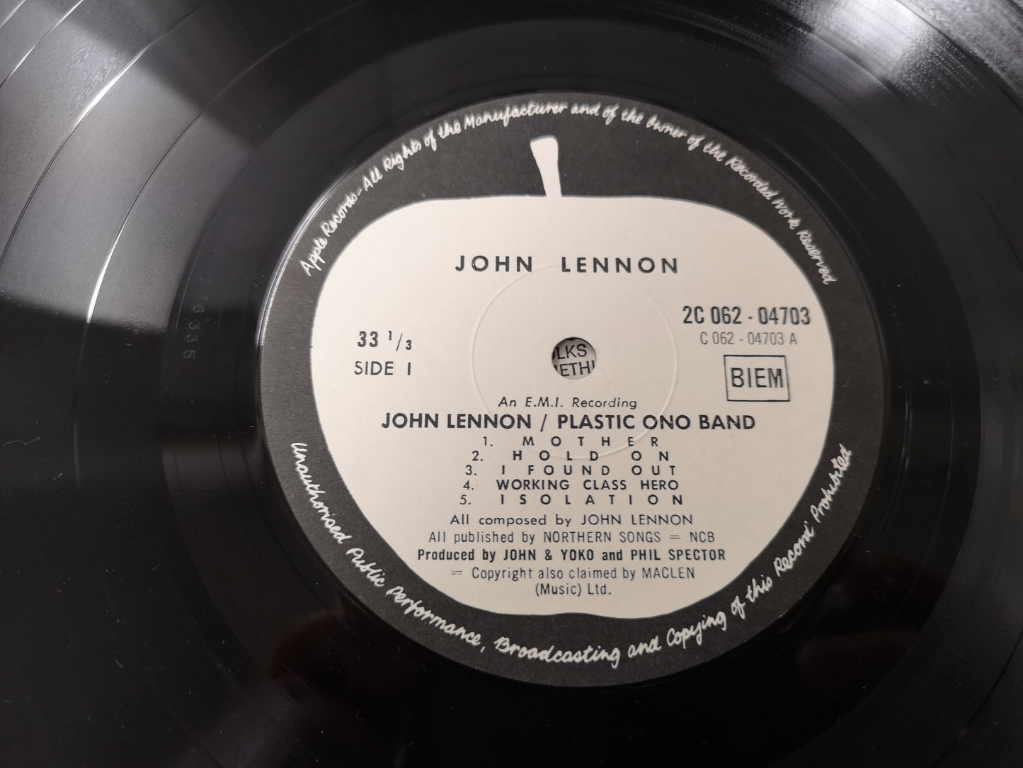 John Lennon & Plastic Ono Band "S/T" Orig France 1970 M-/M-