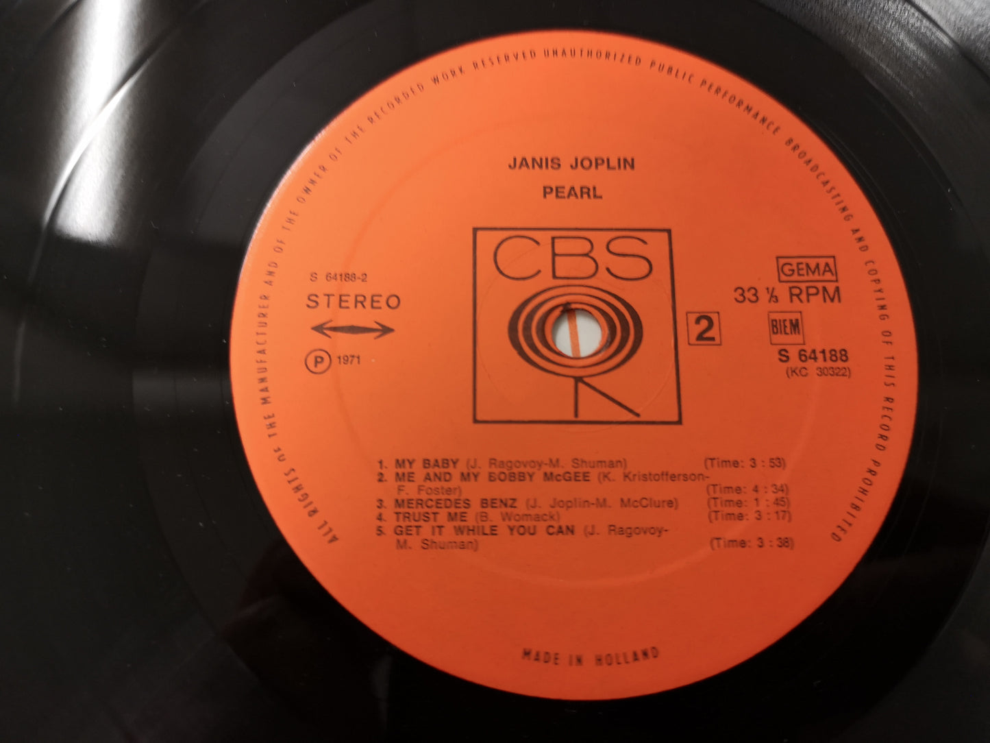 Janis Joplin "Pearl" Orig Holland 1971 EX/EX