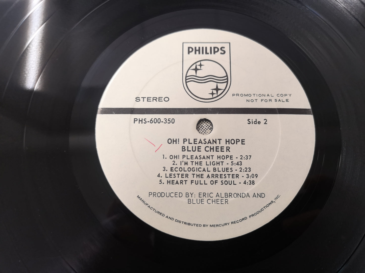 Blue Cheer "Oh! Pleasant Hope" Orig US 1971 W/Lb Promo EX/EX