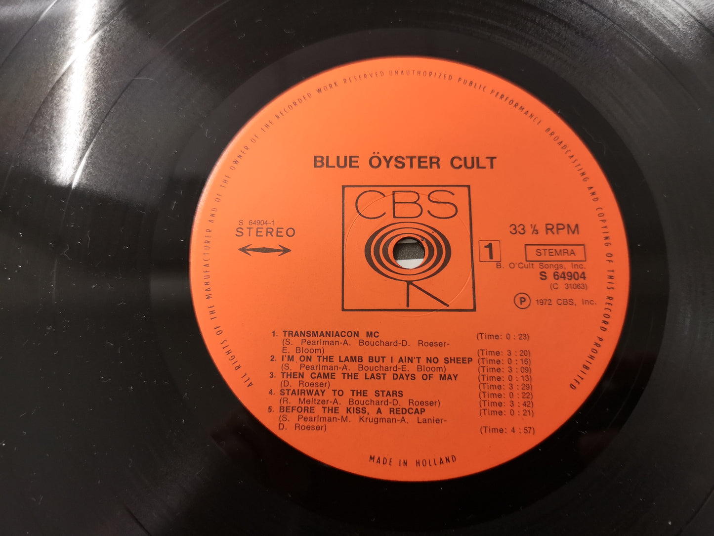 Blue Öyster Cult "S/T" Orig Holland 1972 EX/EX