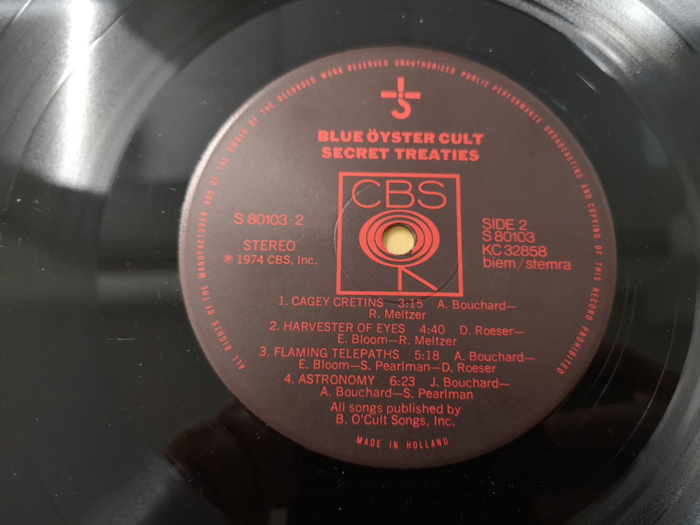 Blue Öyster Cult "Secret Treaties" Orig Holland 1974 VG++/EX