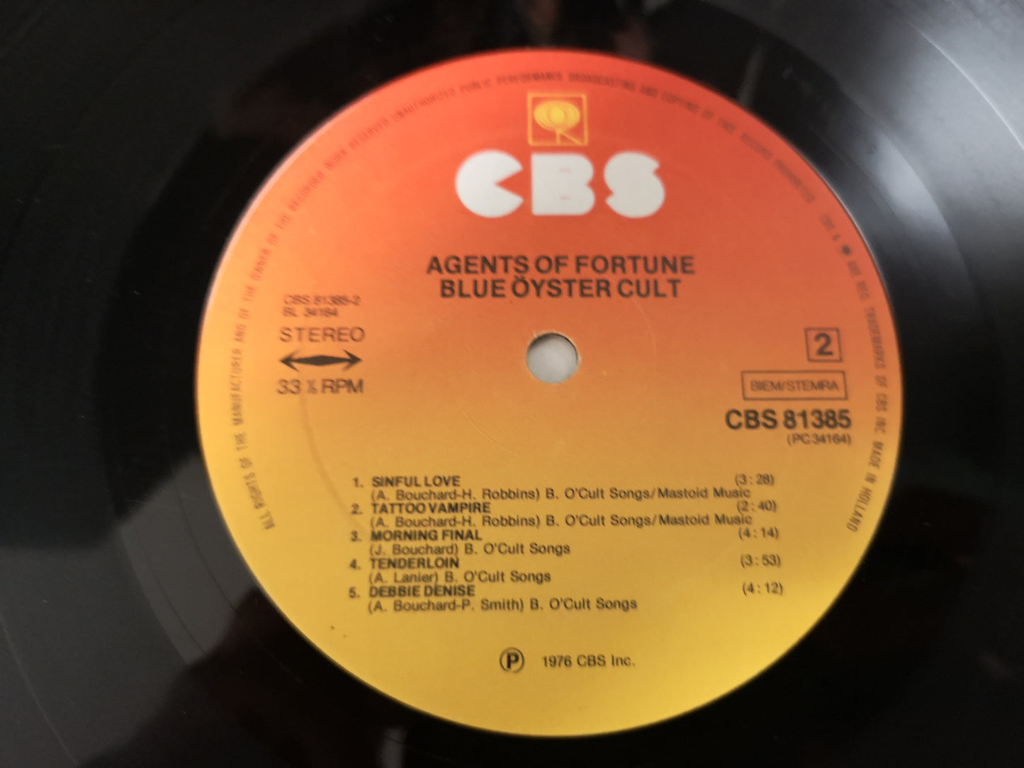 Blue Öyster Cult "Agents of Fortune" Orig Holland 1976 VG/EX "The Reaper"