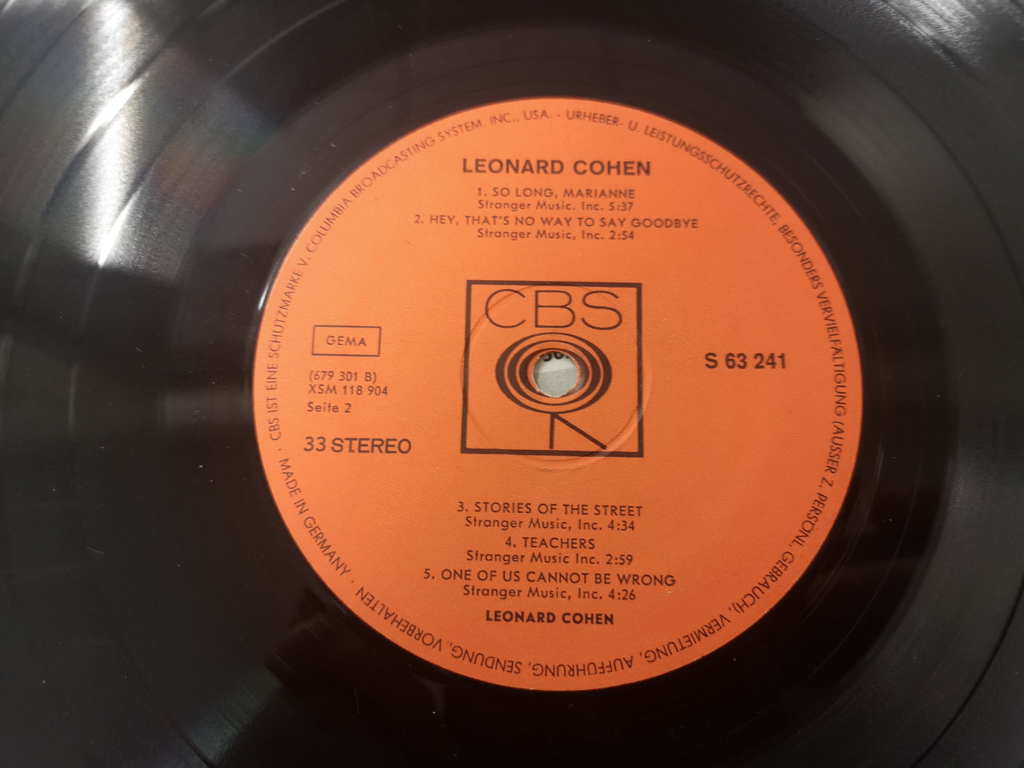Leonard Cohen "Songs of" Orig Germany 1968 VG+/EX