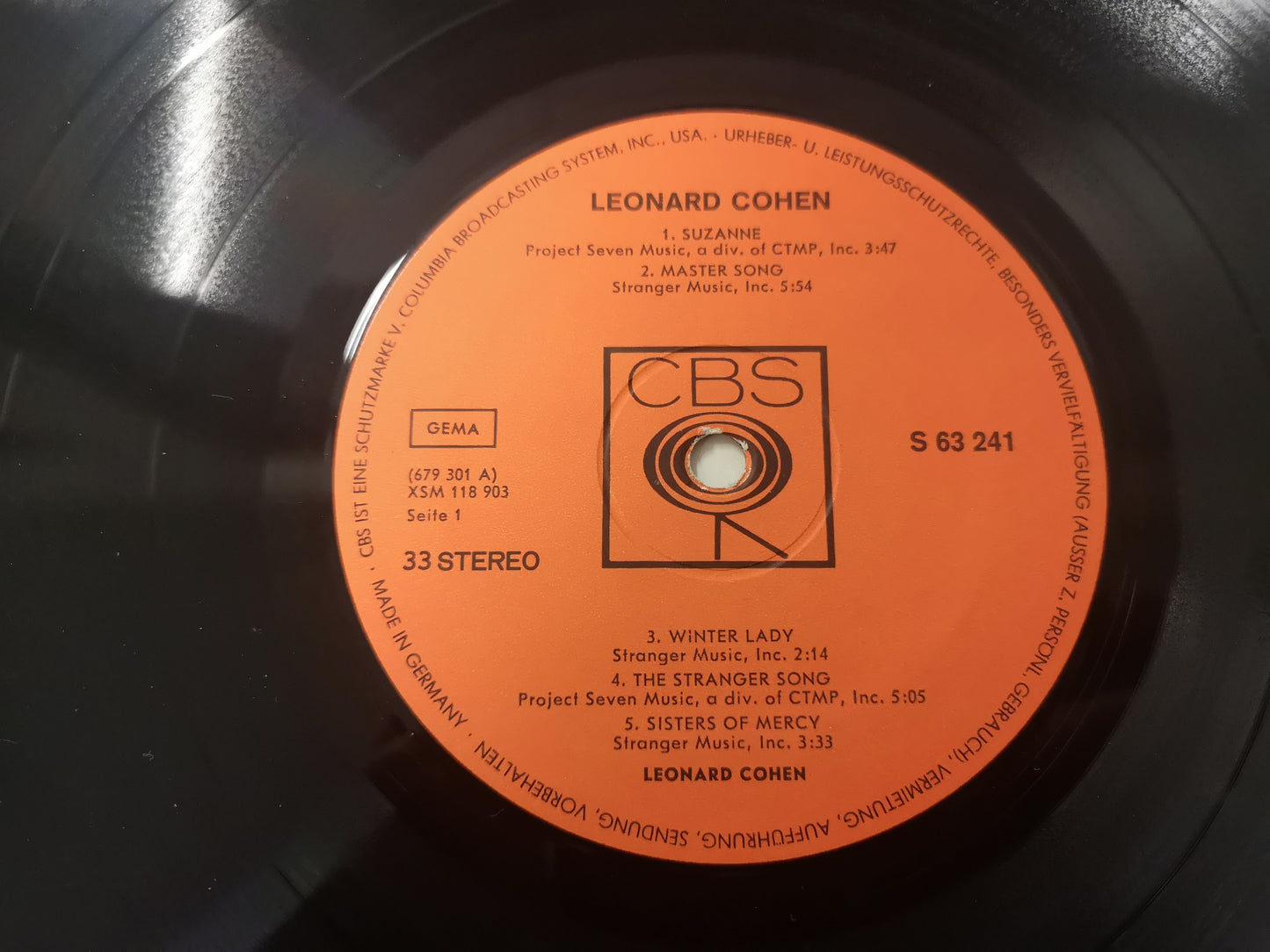 Leonard Cohen "Songs of" Orig Germany 1968 VG+/EX