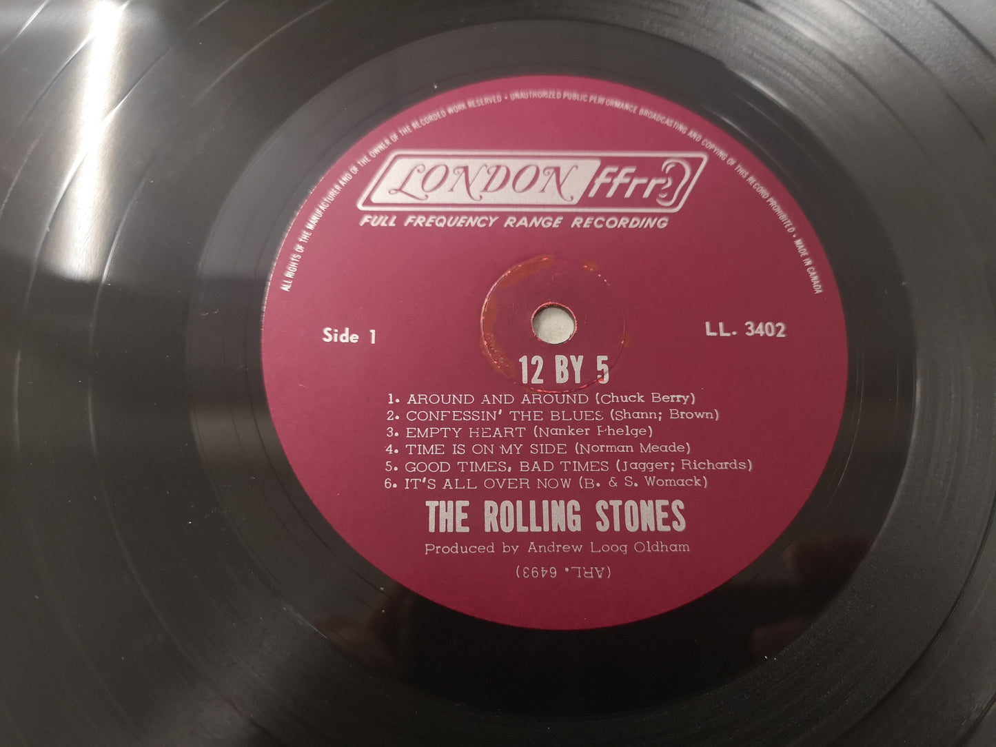 Rolling Stones "12X5" Orig Canada Mono 1964 VG+/VG+