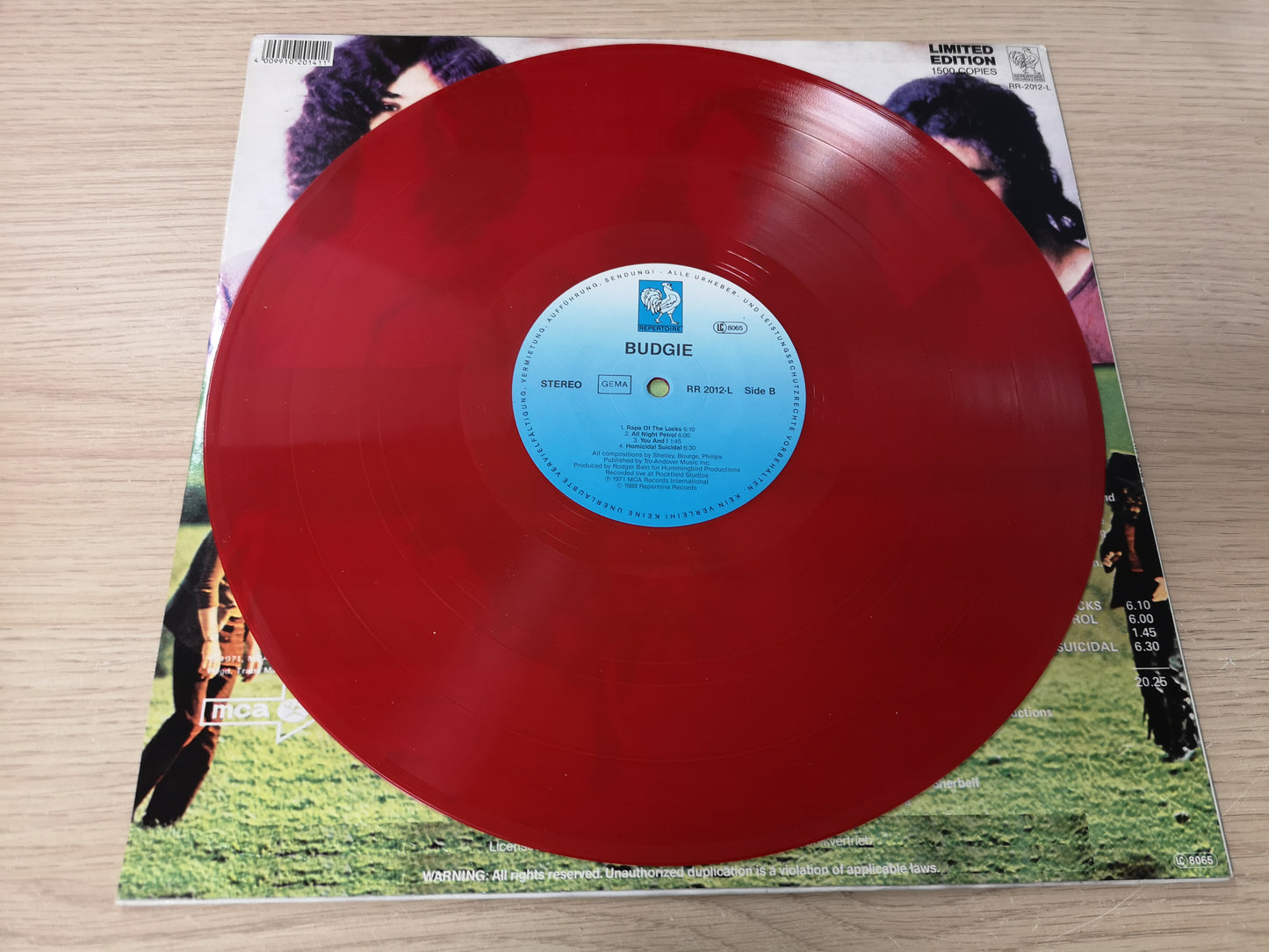 Budgie "S/T" Re Germany 1989 Repertoire Red Vinyl M-/M- (Ltd 1500 Copies)