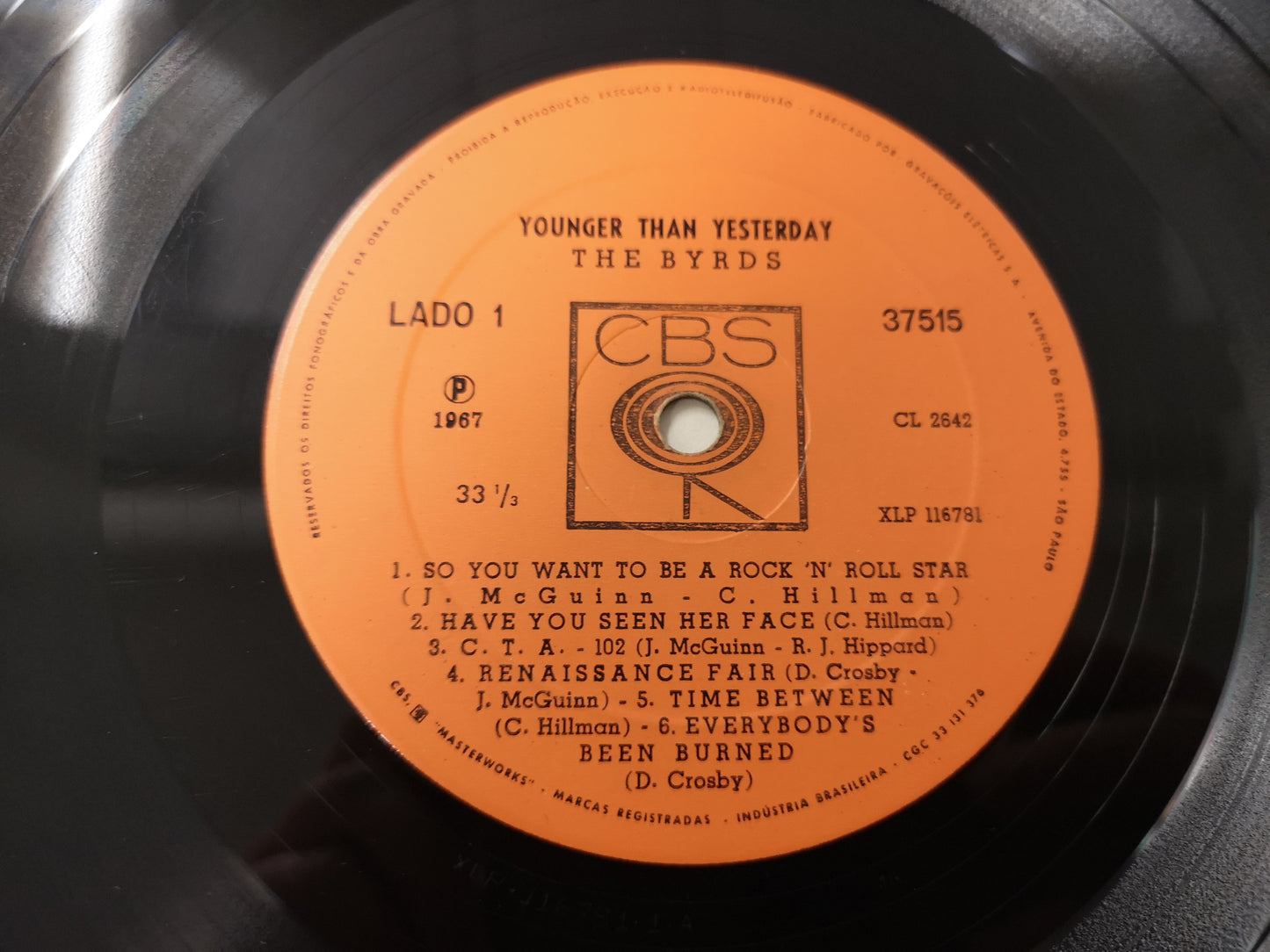 Byrds "Younger than Yesterday" Orig Brazil 1967 VG/VG+