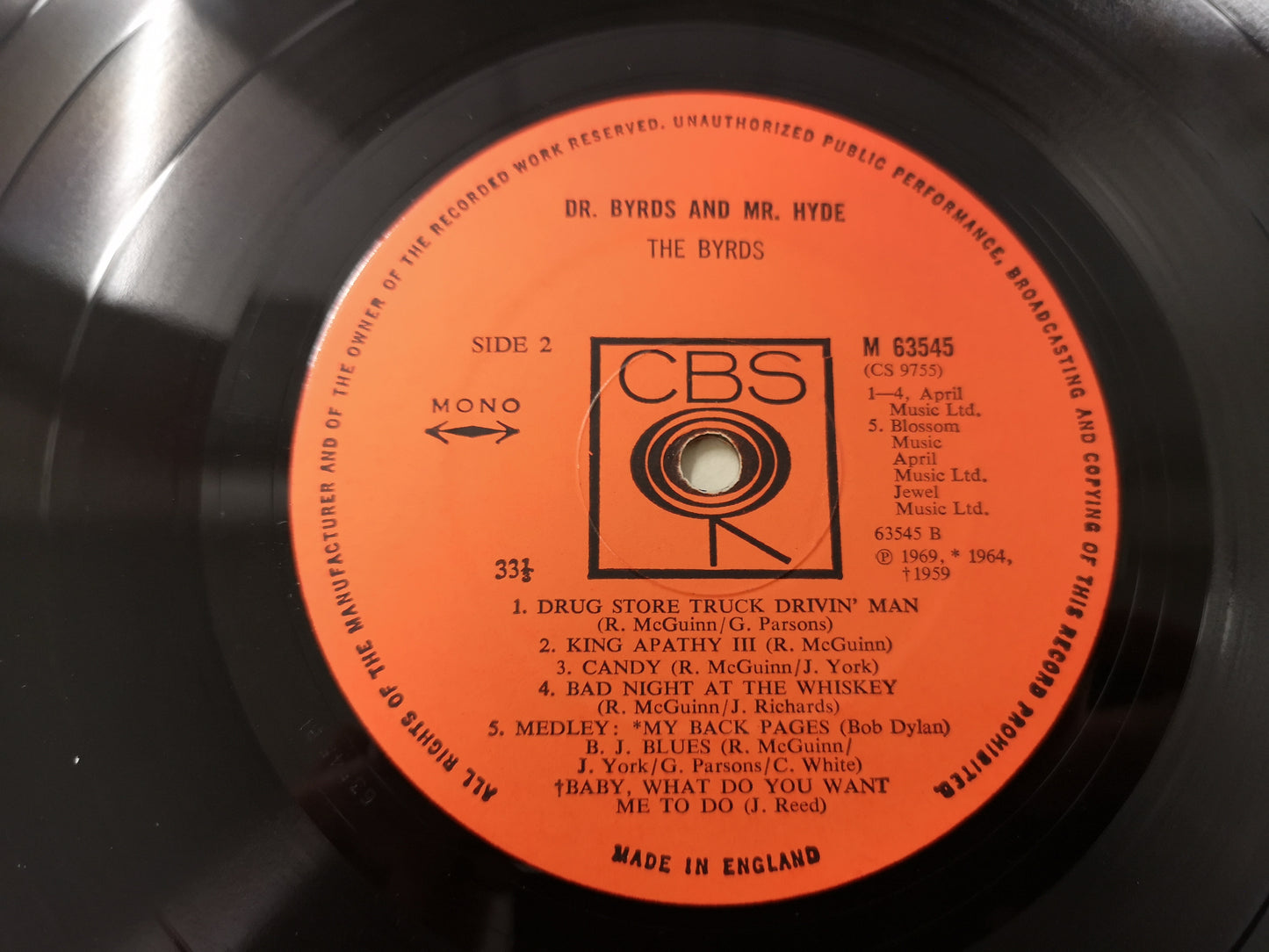 Byrds "Dr. Byrds & Mr. Hyde" Orig UK Mono 1969 VG++/EX