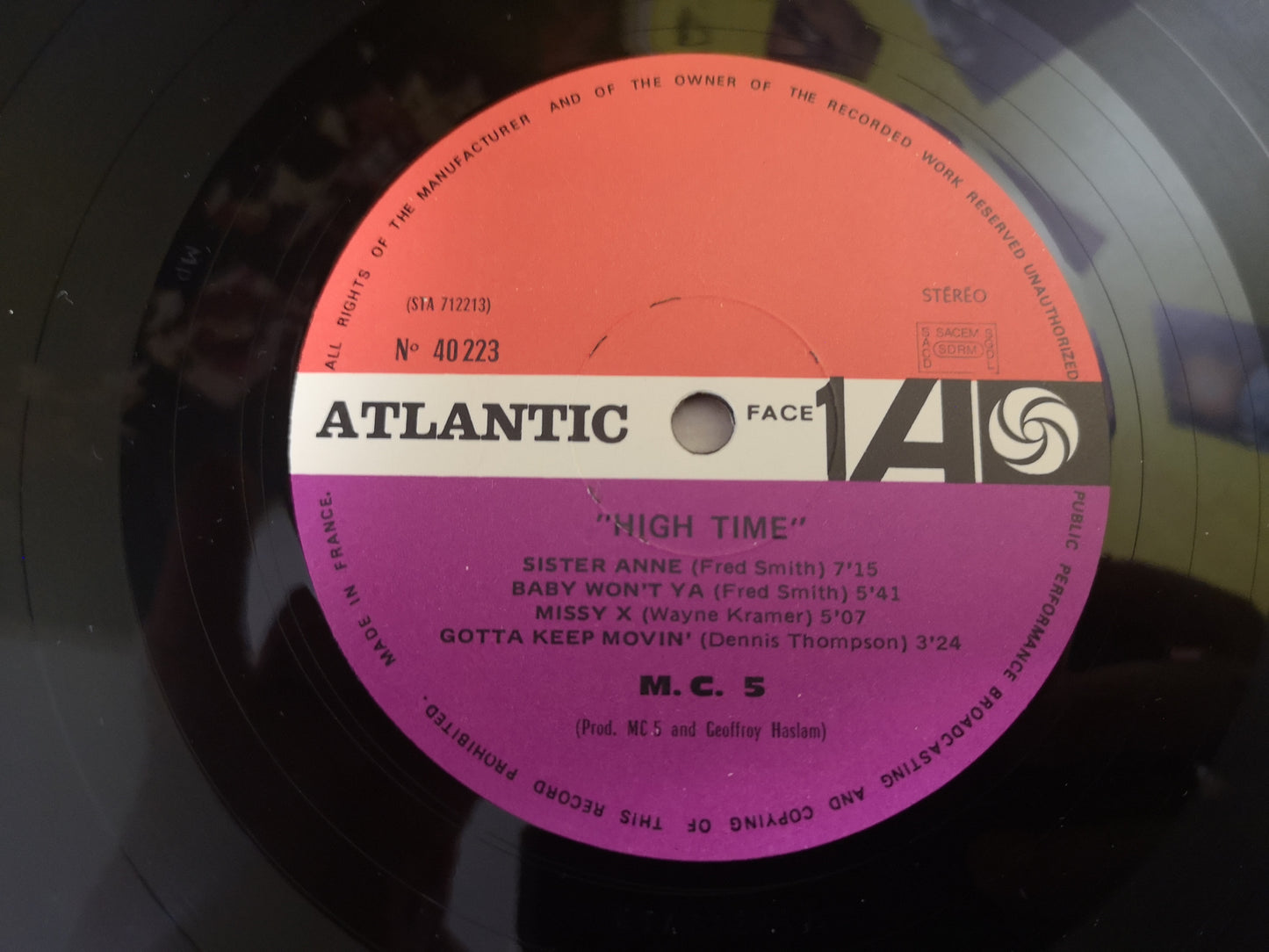 MC5 "High Time" Orig France 1971 M-/M- (Red/Plum Label)