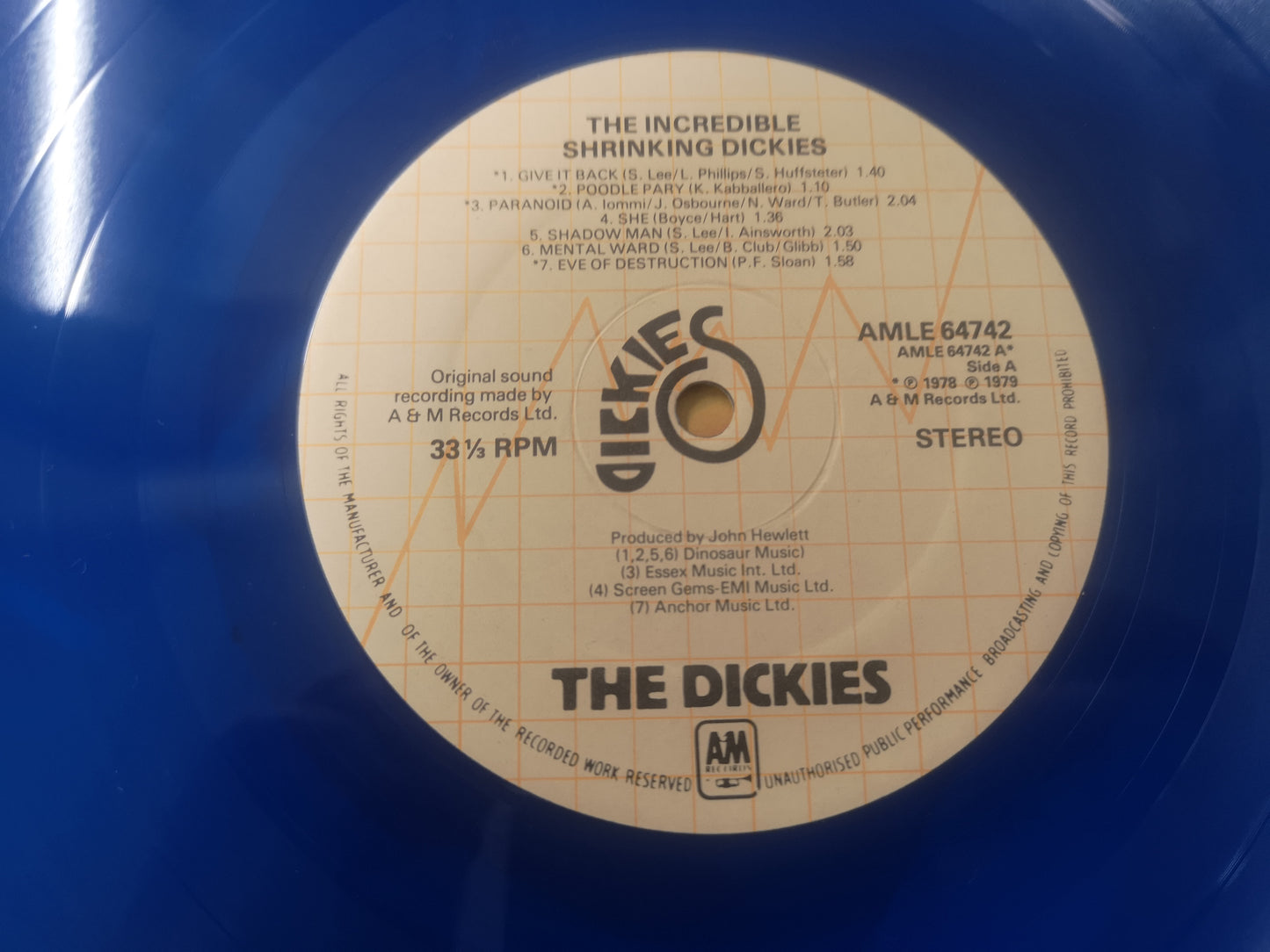 Dickies "The Incredible Shrinking" Orig UK 1979 EX/M- Blue Vinyl