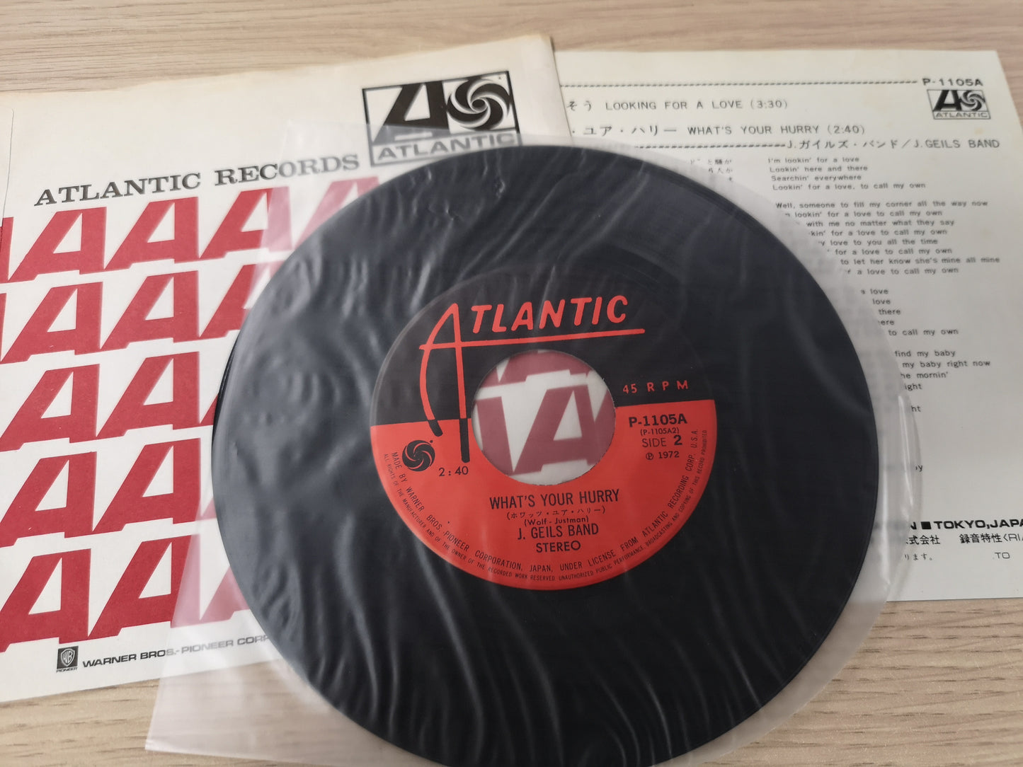 J. Geils Band "Looking for a Love" Orig Japan 1972 (7" Single)