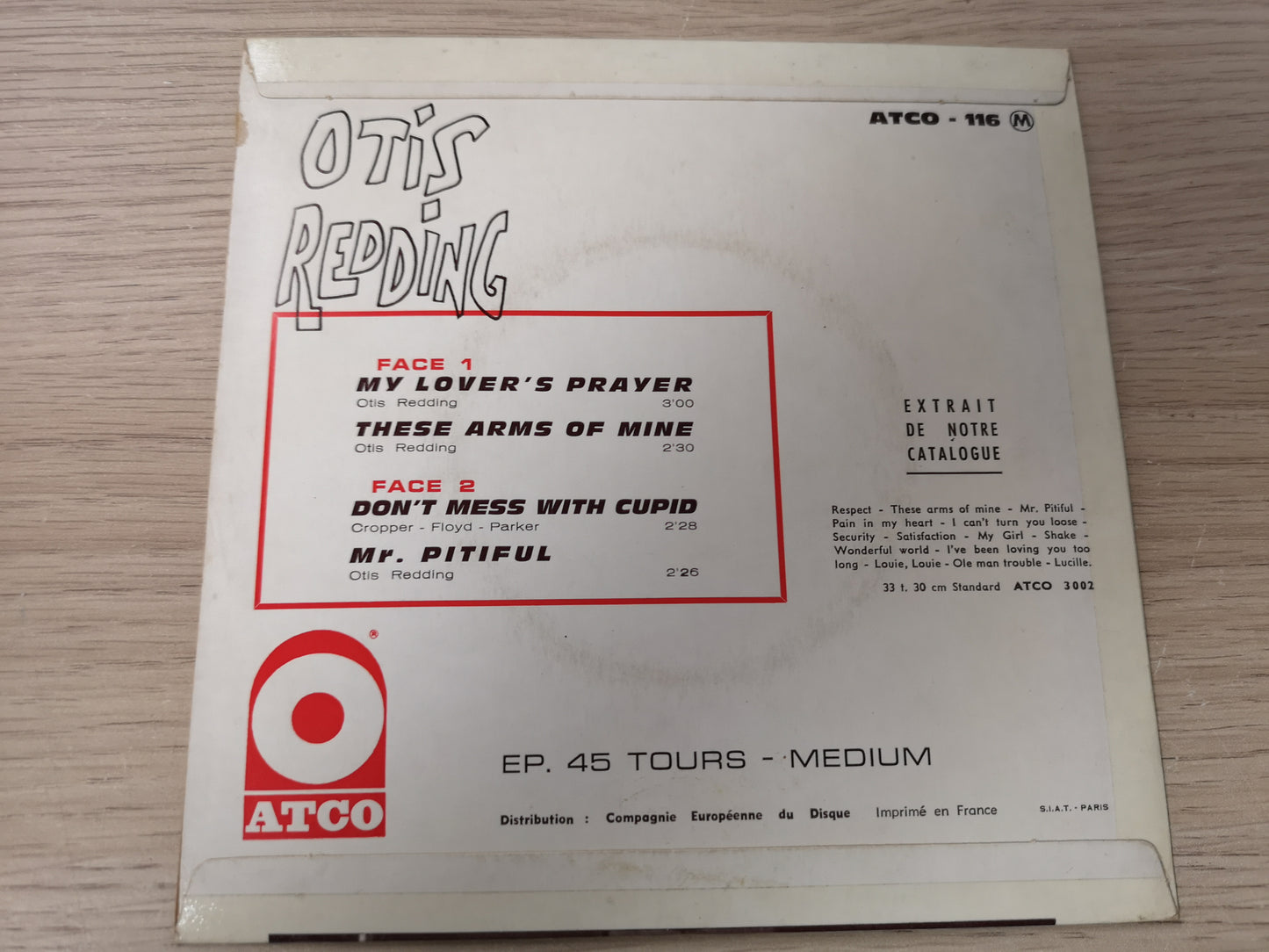 Otis Redding "My Lover's Prayer" Orig France EP 1966 M-/VG+ (7" EP)