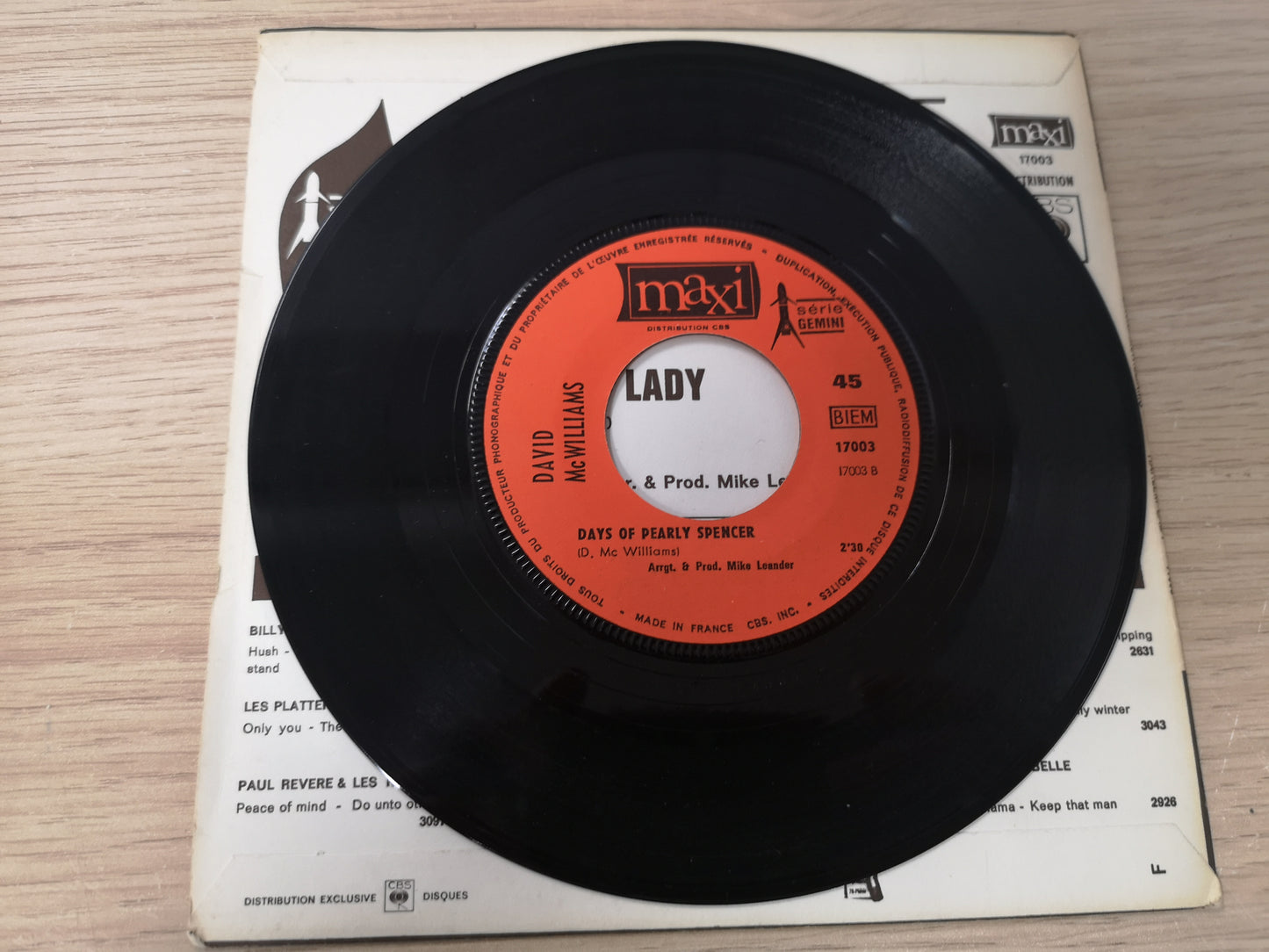 David McWilliams "Days of Pearly Spencer" Orig France 1967 M-/M- (7" S