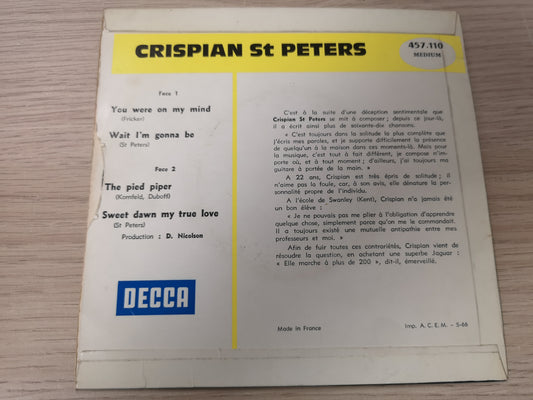 Crispian St Peters "You Were On My Mind" Orig France 1966 EX/VG+ (7" EP)