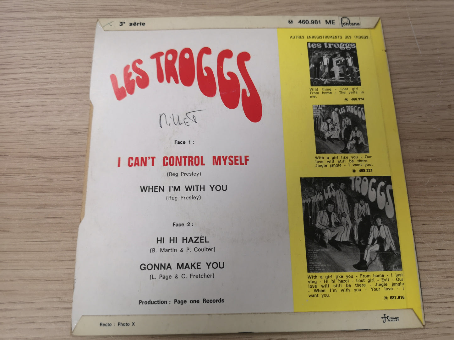 Troggs "I Can't Control Myself" Orig France 1966 EX/EX (7" EP)