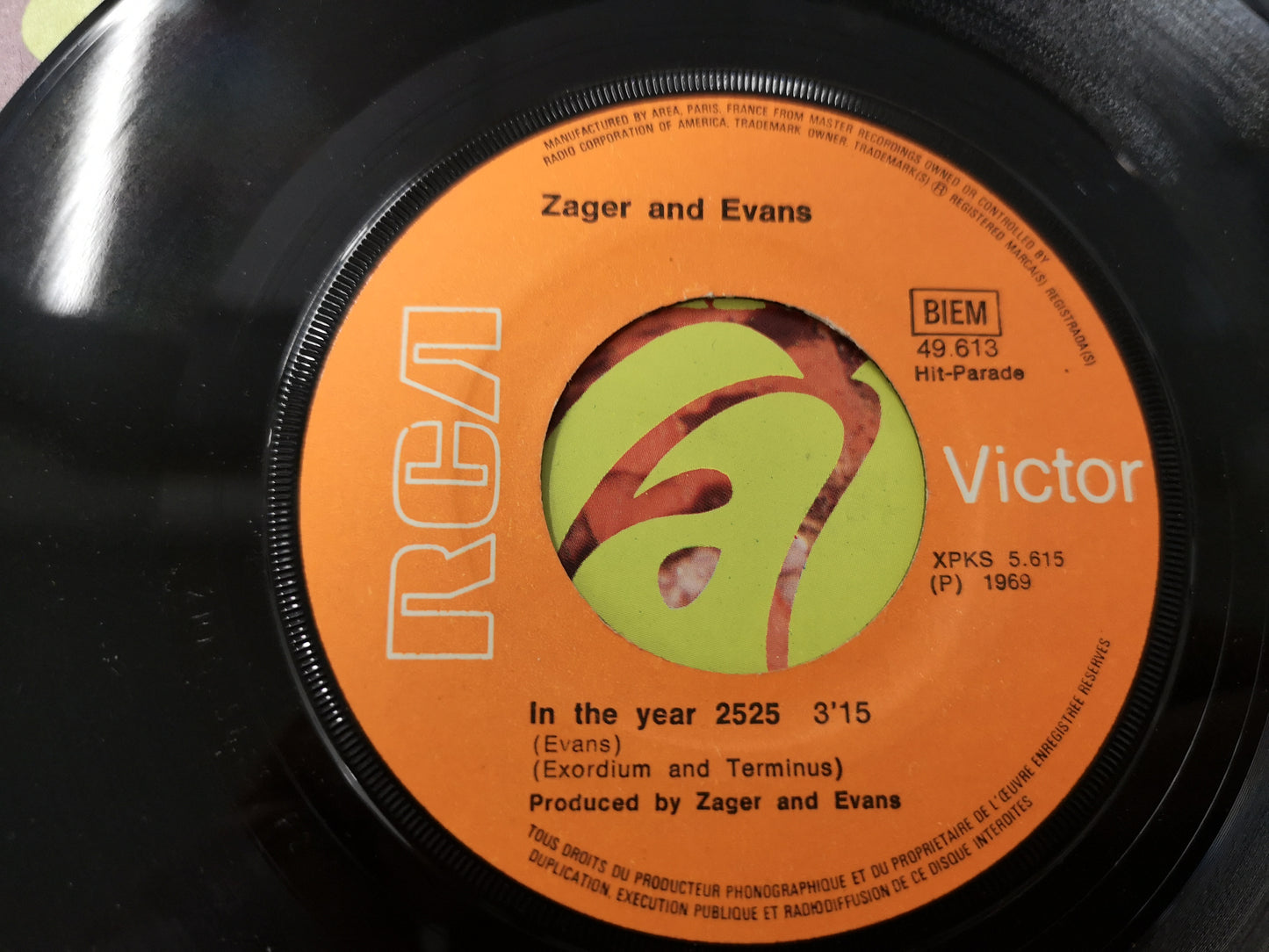 Zager and Evans "In The Year 2525" Orig France 1969 EX/EX (7" Single)