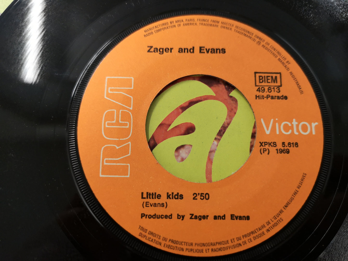 Zager and Evans "In The Year 2525" Orig France 1969 EX/EX (7" Single)