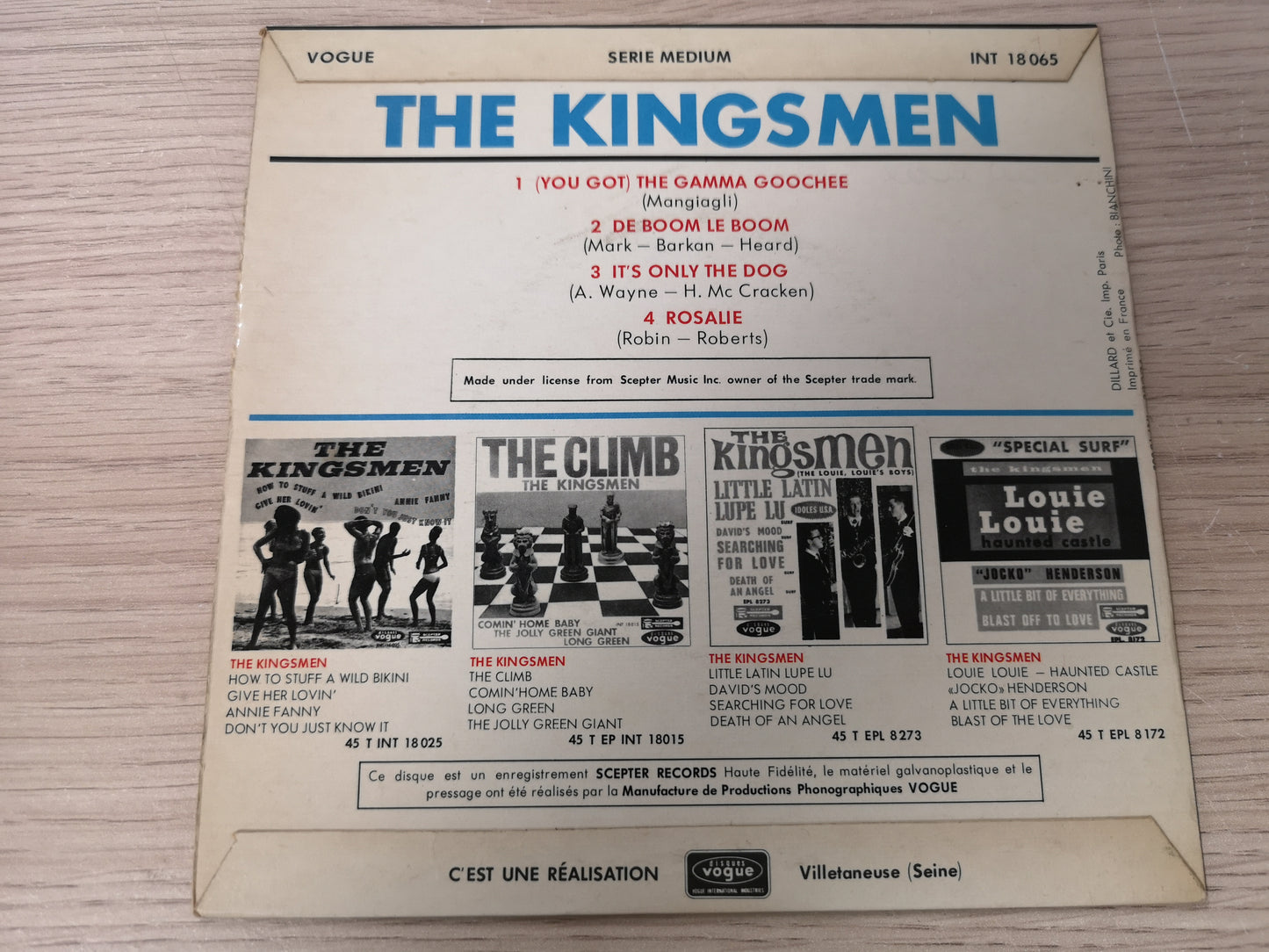 Kingsmen "The Gamma Goochee" Orig France 1966 M-/VG++ (7" EP)