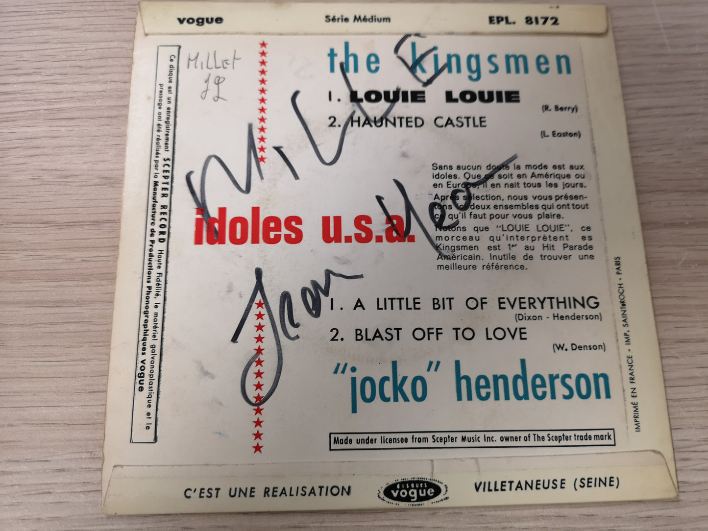 Kingsmen / "Jocko" Henderson "Louie Louie" Orig France 1963 VG+/VG+ (7" EP)