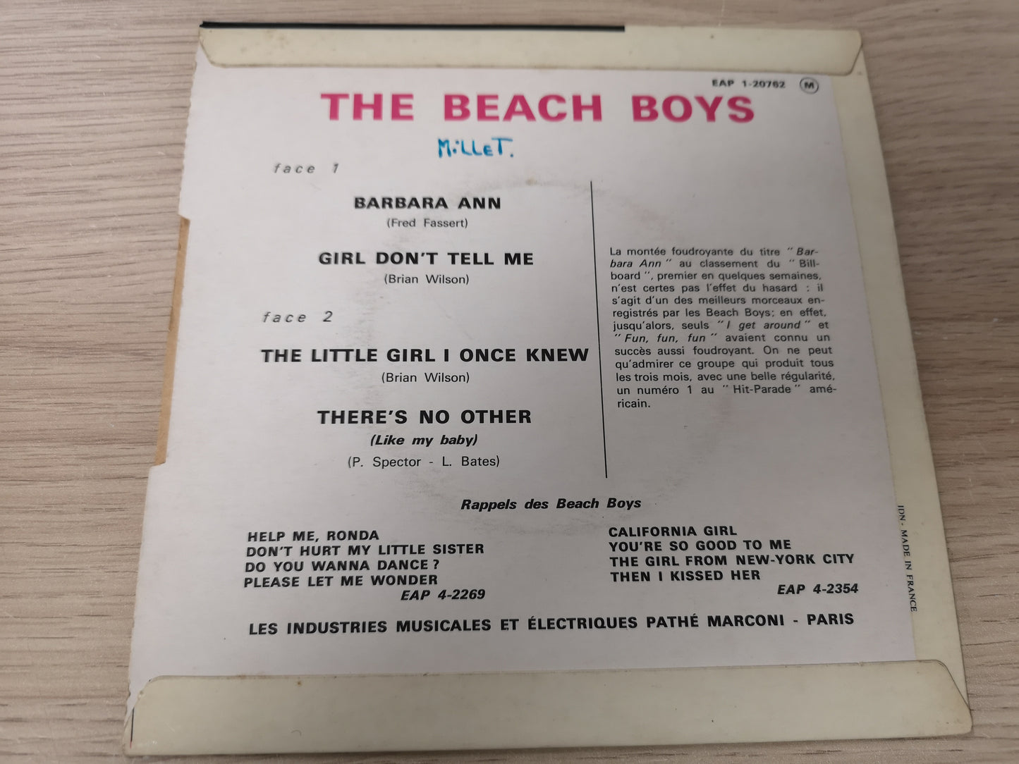 Beach Boys "Barbara Ann" Orig France 1966 EX/EX (7" EP)