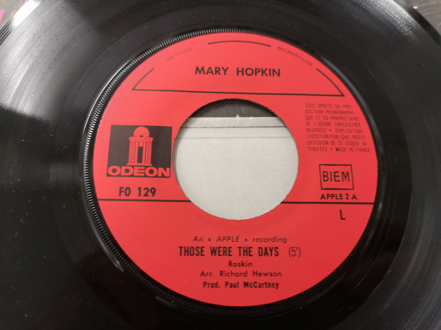 Mary Hopkin "Those Were The Days" Orig France 1968 EX/EX (7" Single)