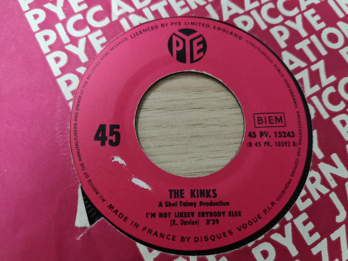 Kinks "Sunny Afternoon" Orig France 1966 VG+ (7" Juke Box Single)