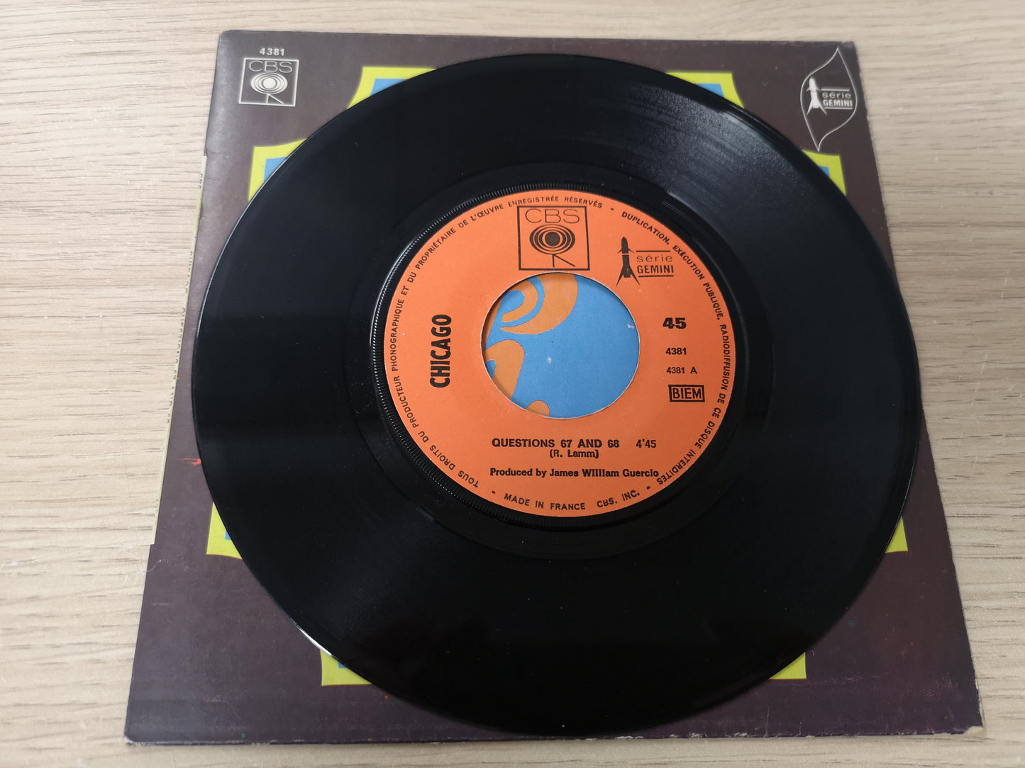 Chicago "Questions 67 & 68" Orig France 1969 EX/EX (7" Single)