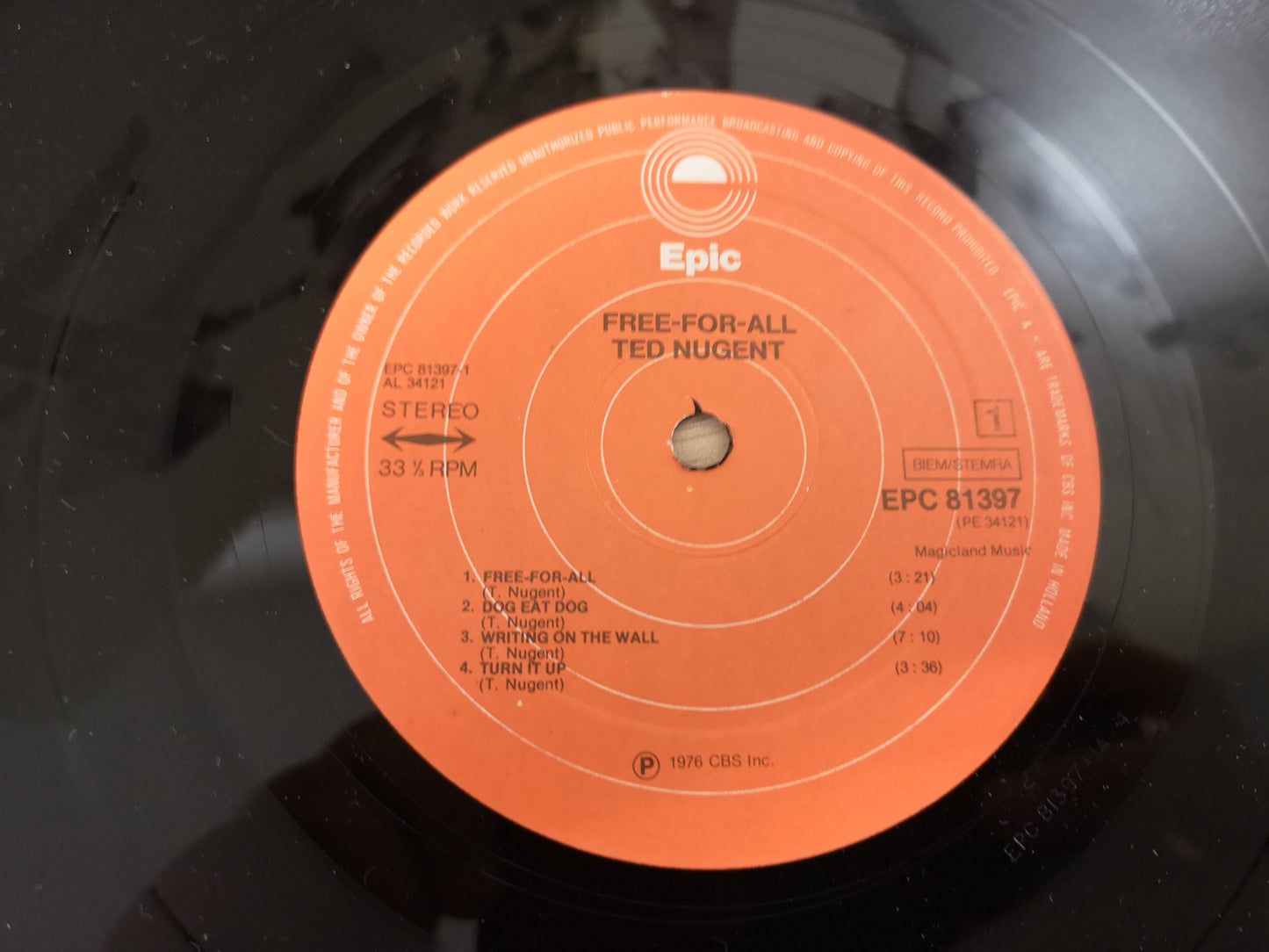 Ted Nugent "Free for All" Orig Holland 1976 VG/EX