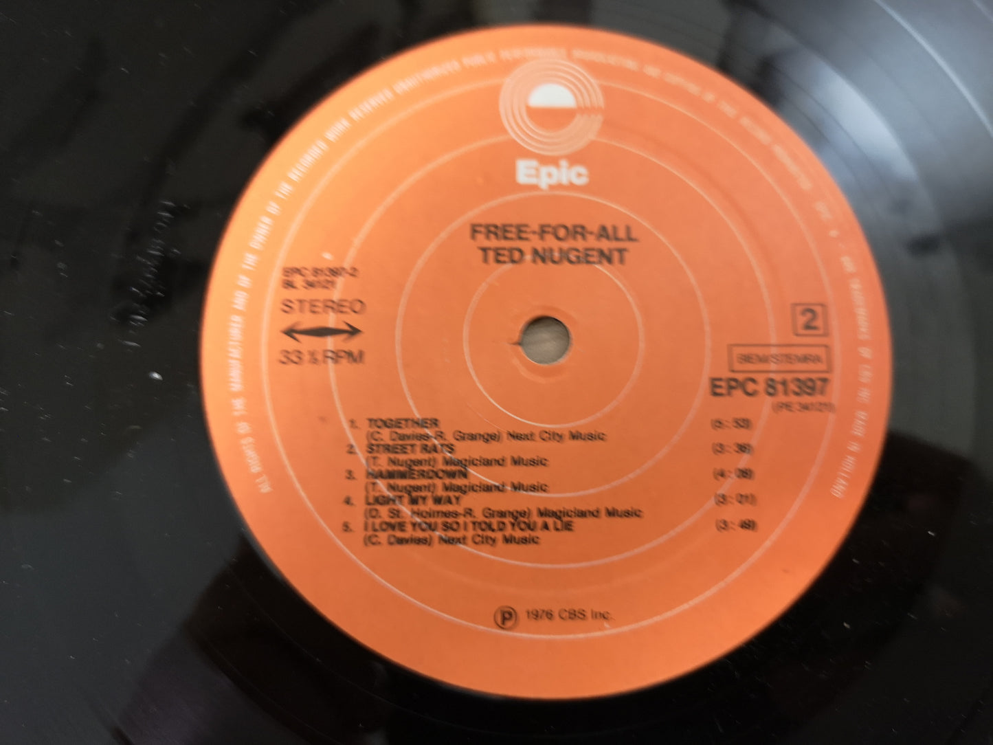 Ted Nugent "Free for All" Orig Holland 1976 VG/EX