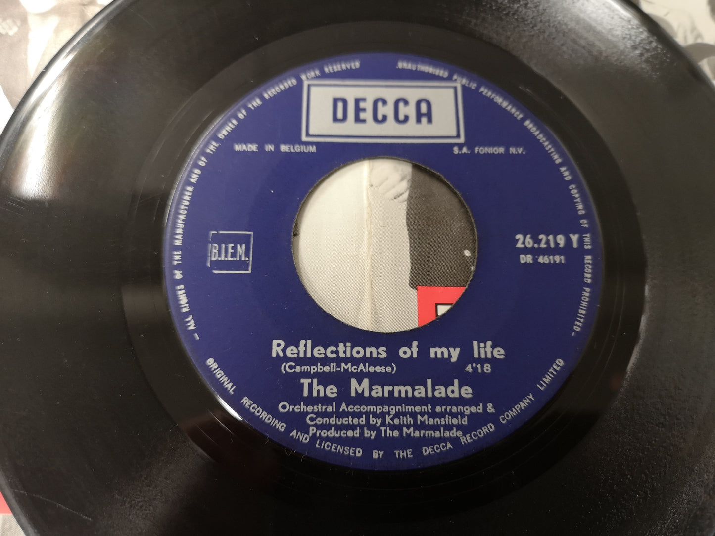 Marmalade "Reflections Of My Life" Orig Belgium 1969 VG+/VG (7" Single)