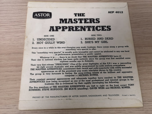 Master's Apprentices "Undecided" Orig Australia 1967 EX/EX (7" EP)