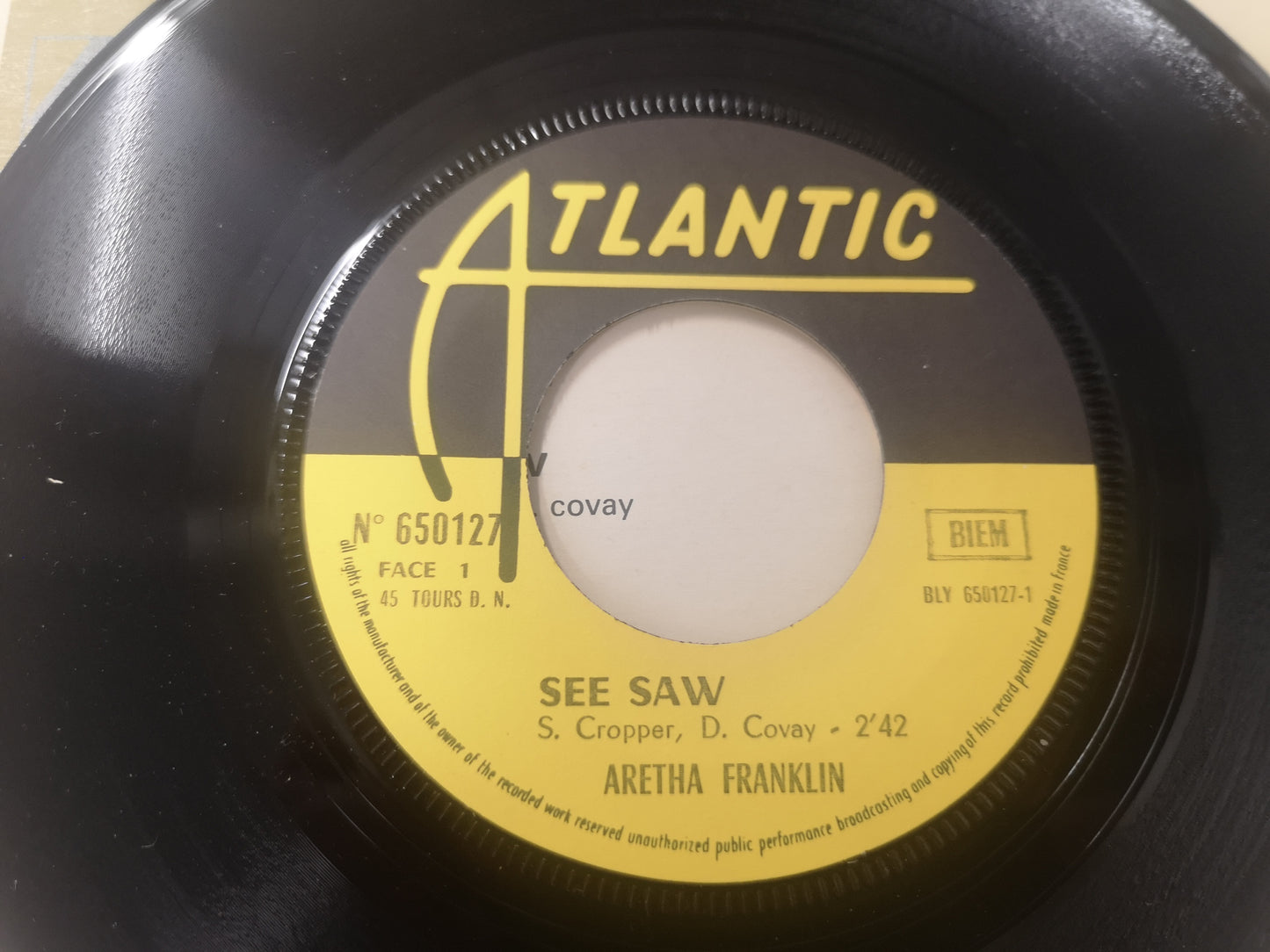 Aretha Franklin "See Saw" Orig France 1968 EX/EX (7" Single)