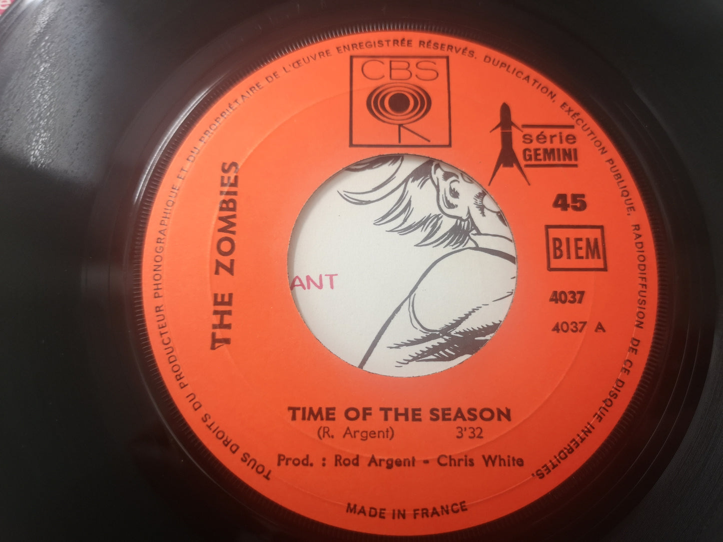 Zombies "Time Of The Season" Orig France 1968 VG++/VG++ (7" Single)