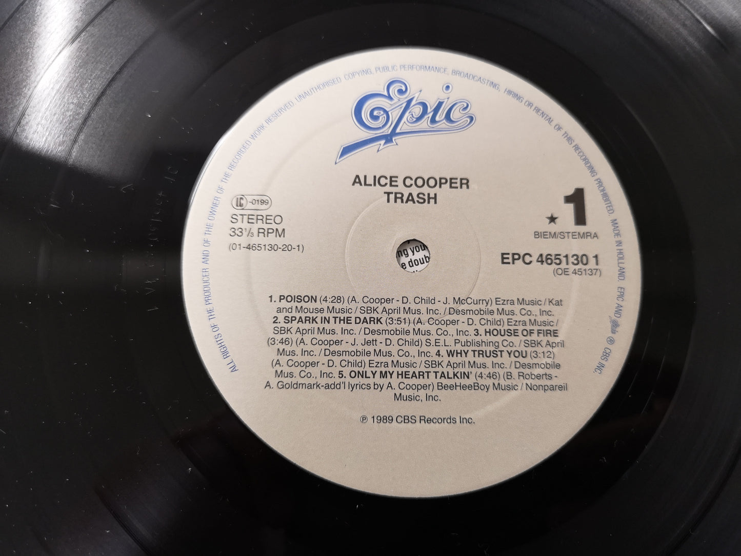 Alice Cooper "Trash" Orig Holland 1989 VG++/EX