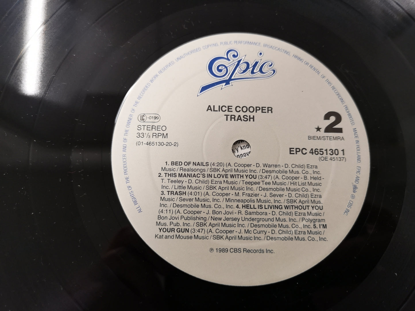 Alice Cooper "Trash" Orig Holland 1989 VG++/EX