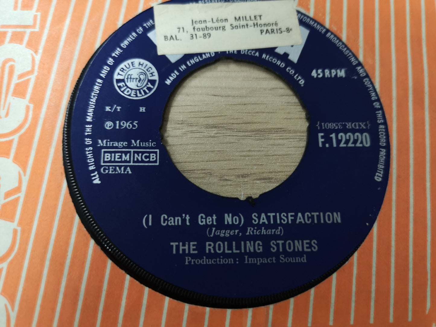 Rolling Stones "(I Can't Get No) Satisfaction" Orig UK 1965 VG+ (7" Single)