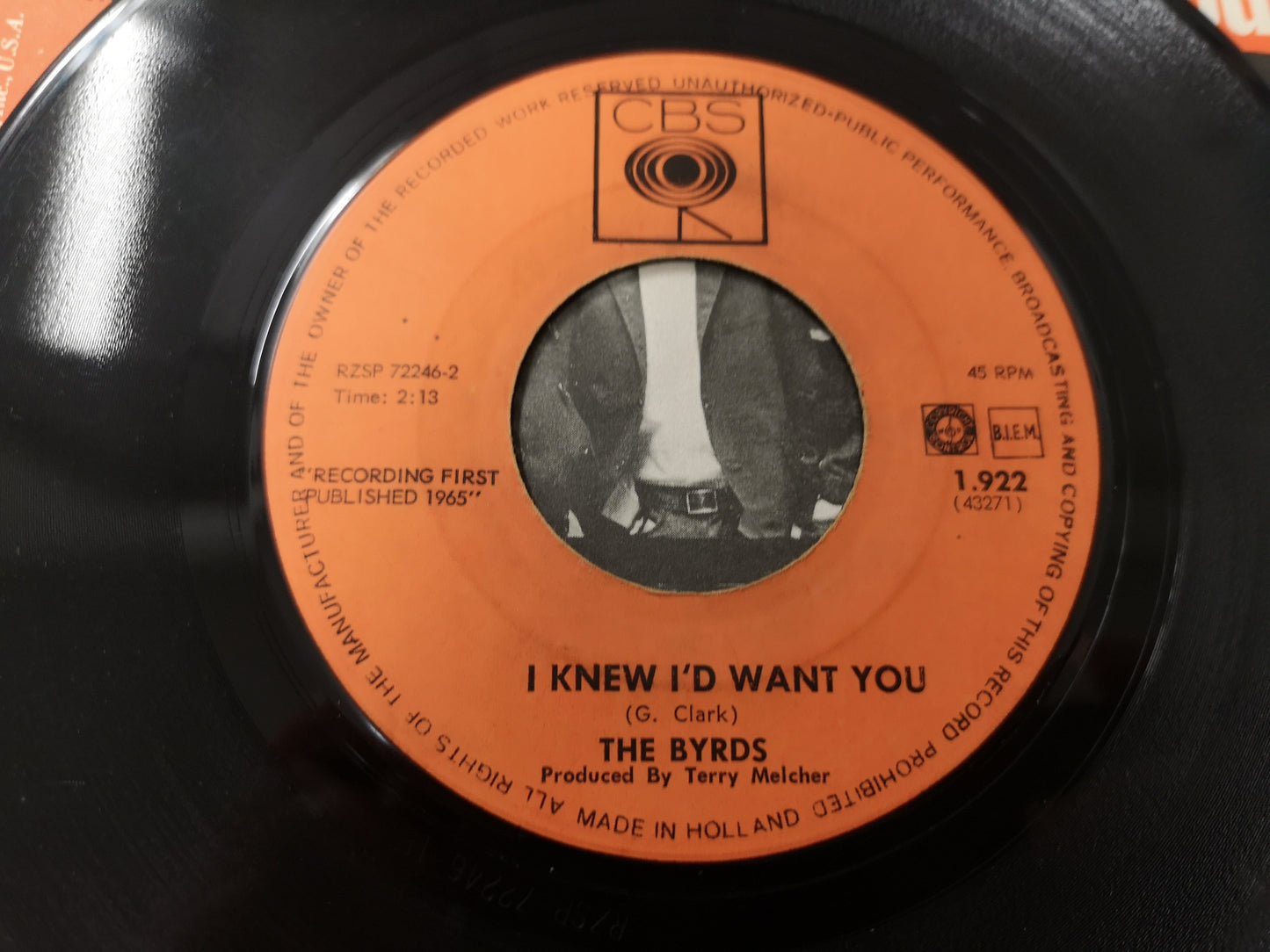 Byrds "Mr. Tambourine Man" Orig Holland 1965 EX/EX (7" Single)